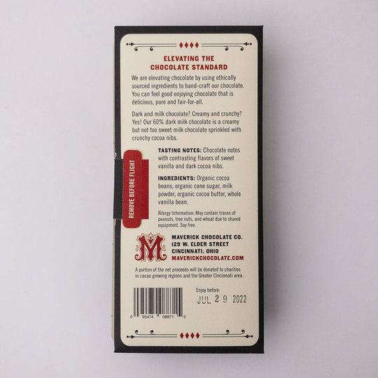 60% Dark Milk Chocolate with Cocoa Nibs